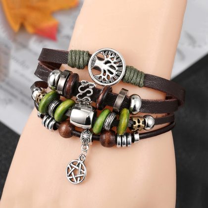 Weave Charm Tree of Life Wrap Leather Bracelets
