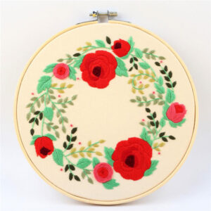 Happy Rose Garland DIY Embroidery Set Fabric